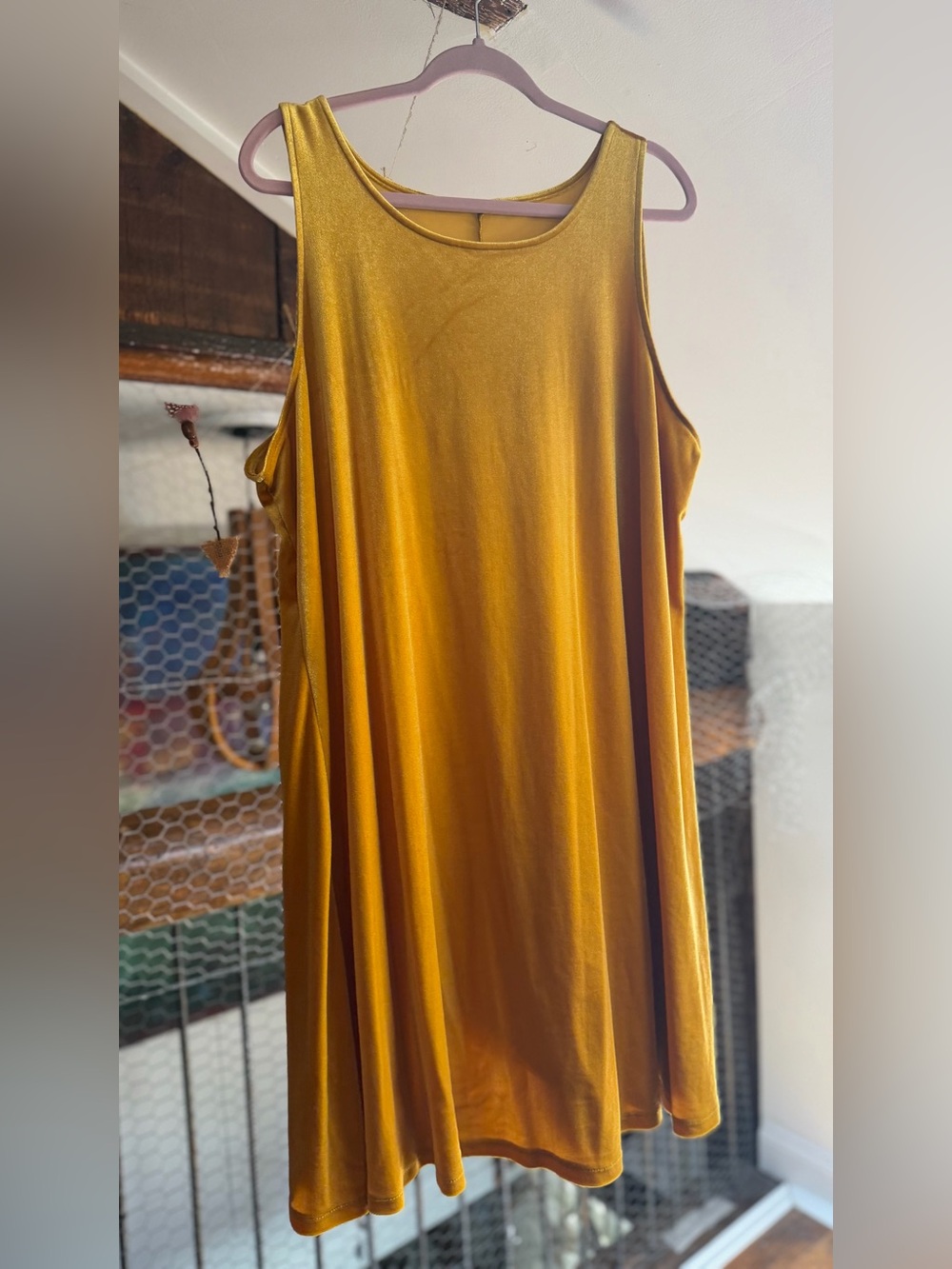 Old Navy Velvet Yellow Sleeveless Swing Dress